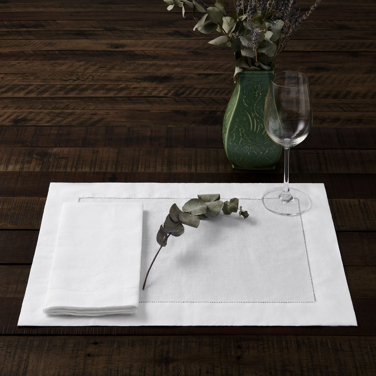 Table Math Linen Washed Linen Table Mats - 100% Quality Linen | Hemstitched Edge Design ...